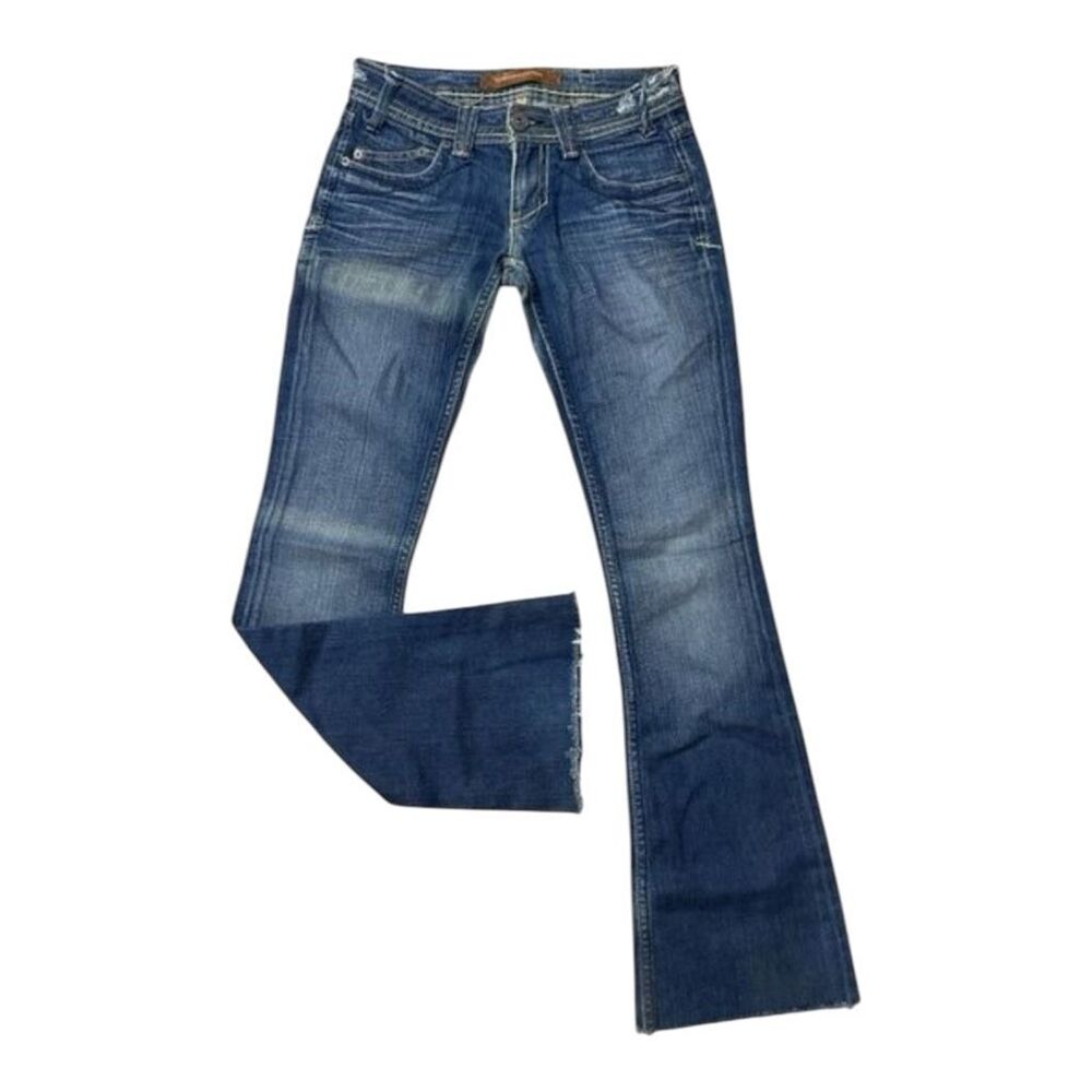 Yanuk Women Flare Jeans Size 25 Blue Denim Low-Rise Waist Cotton Bootcut Boho